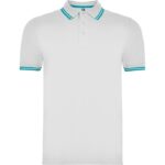 Polo Montreal blanco y turquesa