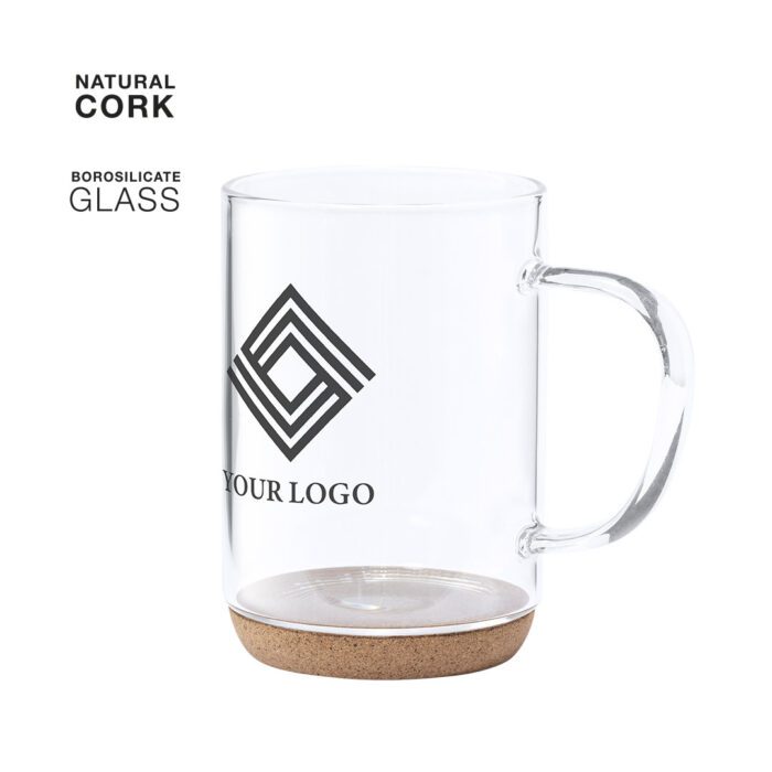 Taza cristal base corcho 450ml
