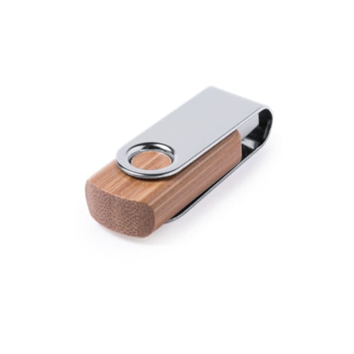Memoria USB Giratoria bambú y metal