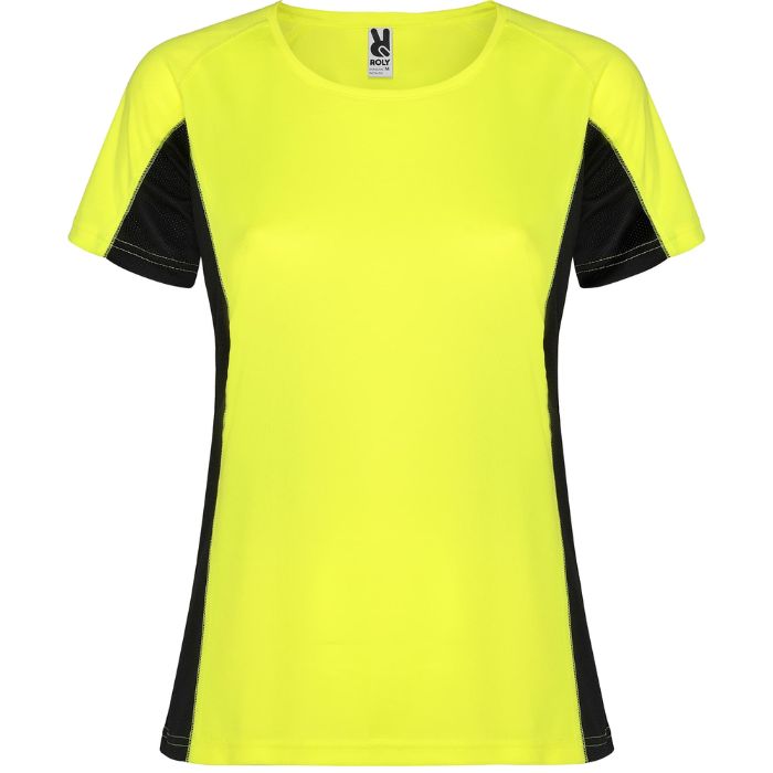Camiseta técnica bicolor Shanghai Woman amarillo fluor negro