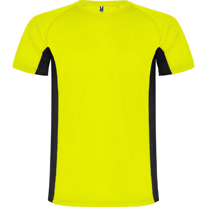Camiseta técnica bicolor Shanghai amarillo fluor negro