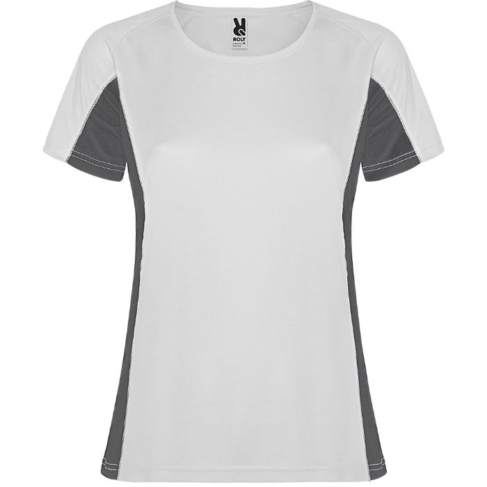 Camiseta técnica bicolor Shanghai Woman blanco plomo oscuro