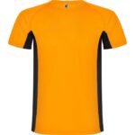 Camiseta técnica bicolor Shanghai naranja fluor negro
