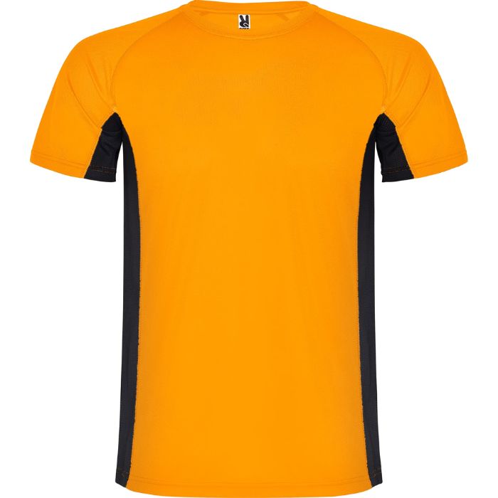 Camiseta técnica bicolor Shanghai naranja fluor negro
