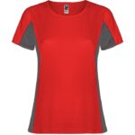 Camiseta técnica bicolor Shanghai Woman rojo plomo oscuro