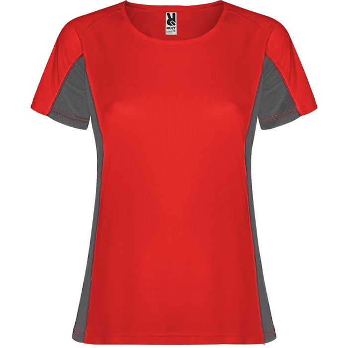 Camiseta técnica bicolor Shanghai Woman rojo plomo oscuro