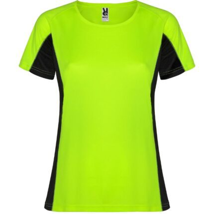 Camiseta técnica bicolor Shanghai Woman verde fluor negro