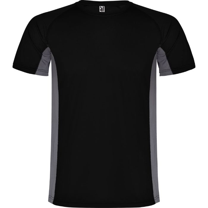 Camiseta técnica bicolor Shanghai negro plomo oscuro