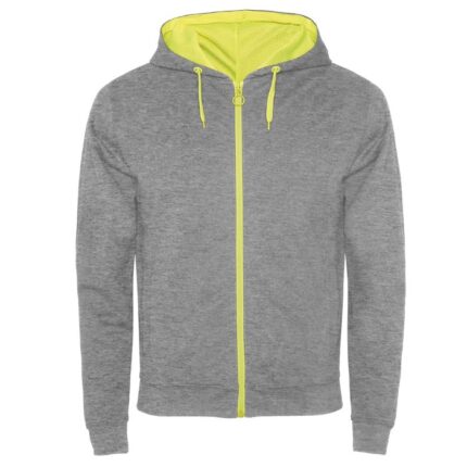 Sudadera cremallera Fuji gris amarillo fluor